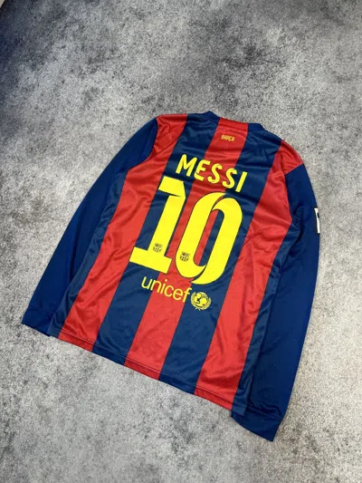 Pre-owned F C Barcelona X Nike Fc Barcelona 10 Messi Long Soccer Jersey Streetwear M In Blue/red