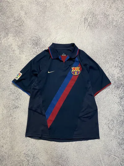 Pre-owned F C Barcelona X Nike Fc Barcelona 2002 2004 Away Soccer Jersey Football Kit In Navy