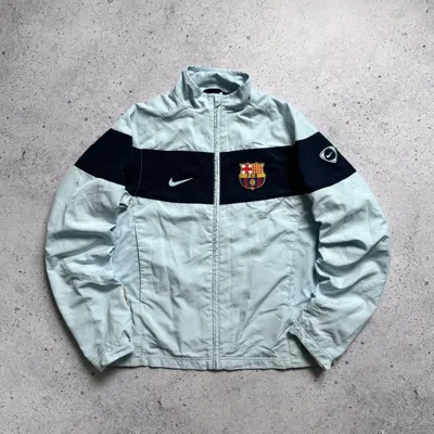 Pre-owned F C Barcelona X Nike Fc Barcelona Zip Nylon Jacket Track Soccer Vintage In Light Blue