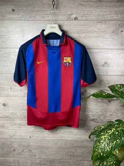 Pre-owned F C Barcelona X Nike Vintage Nike Barcelona Soccer Jersey Striped Size M In Red/blue
