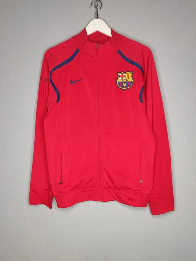 Pre-owned F C Barcelona X Nike Vintage Nike Fc Barcelona Barca Soccer Zip Up Jacket In Red