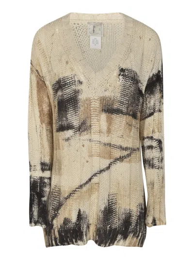 F Cashmere Acciuga Sweater In Ivory/beige/black