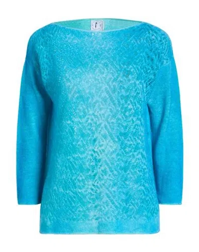 F Cashmere Woman Sweater Azure Size Xs Cashmere In Blue