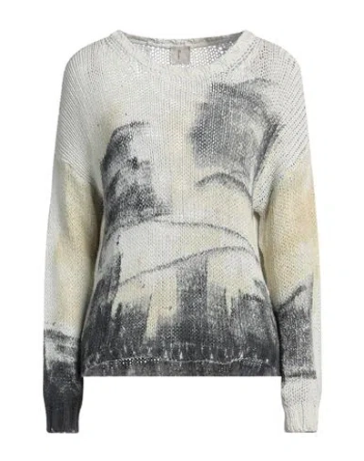 F Cashmere Woman Sweater Light Grey Size M Silk