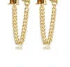 F+h Studios Lionel Gemstone + Chain Studs In Gold In Gold