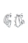F+h Studios Triple Threat Gemstone Hoops In Silver In Silver