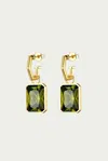 F+h Studios Volt Gemstone Statement Earrings In Gold/green In Multi