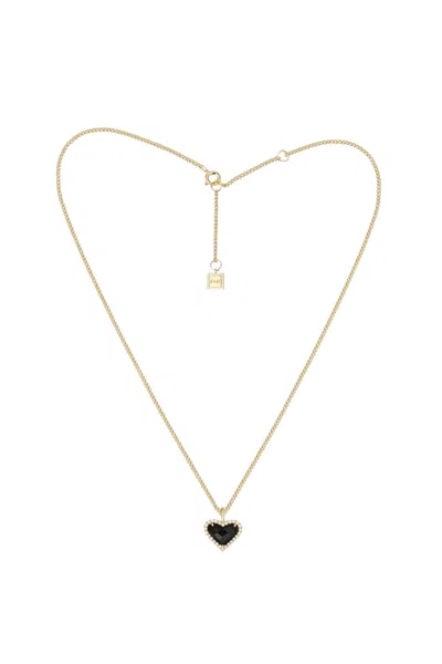 F+h Studios Whitney Gemstone Heart Necklace In Gold