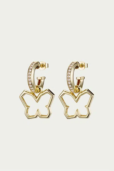 F+h Studios Y2k Butterfly Charm Earrings In Gold/clear