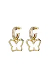 F+h Studios Y2k Butterfly Charm Earrings In Gold/clear In Multi