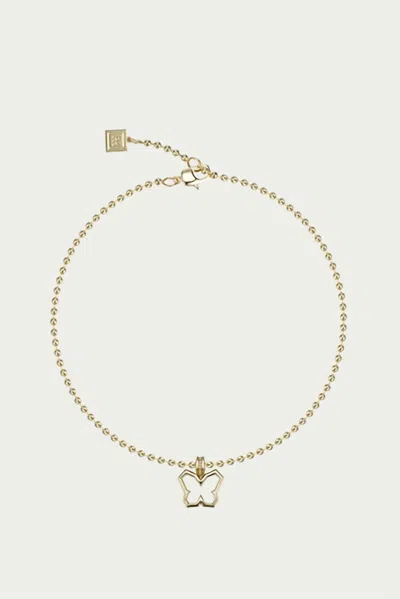 F+h Studios Y2k Butterfly Charm Necklace In Gold/clear