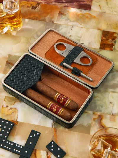 F. Hammann Leather Cigar Case (3 Cigars)  Abask Luxury Gift In Red
