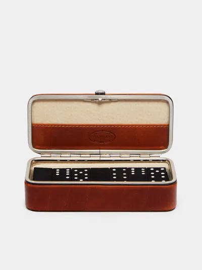 F. Hammann Leather Dominoes Set  Abask Gift Set In Red