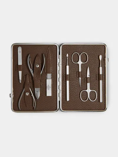 F. Hammann Leather Large Manicure Set  Abask Gift Set In Brown