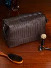 F. Hammann Leather Large Wash Bag  Abask Luxury Gift In  Brown
