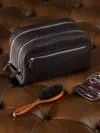 F. Hammann Leather Triple-zip Wash Bag  Abask Luxury Gift In  Burgundy