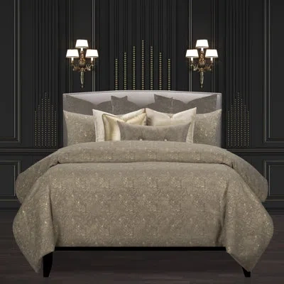 F. Scott Fitzgerald Deco Duvet Cover & Insert Complete Designer Set In Bronze