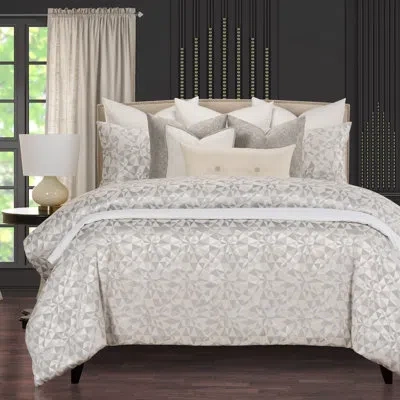 F. Scott Fitzgerald Diamond Point Geometric Duvet Cover & Insert Set In Silver