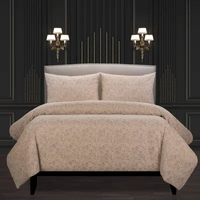 F. Scott Fitzgerald Garden Party Shimmering Floral Duvet Cover Set And Insert In Rose