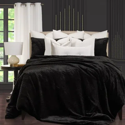 F. Scott Fitzgerald High Kicks Faux Fur Black Chevron Duvet Cover & Insert Set
