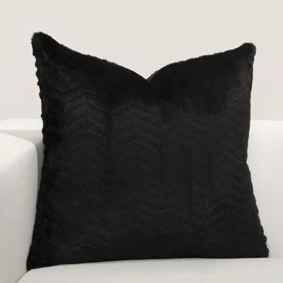 F. Scott Fitzgerald High Kicks Faux Fur Black Chevron Throw Pillow In Polyester