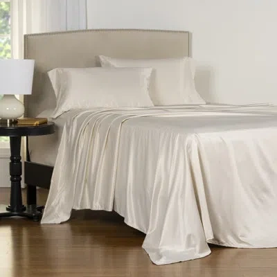 F. Scott Fitzgerald Luxury Satin-finish Bed Sheet Set In Cream