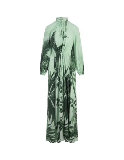 F.r.s For Restless Sleepers Flowers Green Elone Long Dress