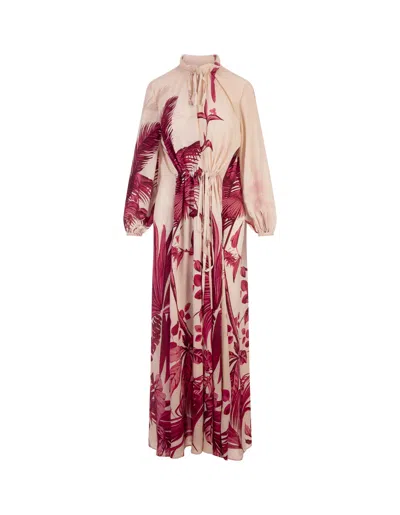 F.r.s For Restless Sleepers Pink Palms Elone Long Dress