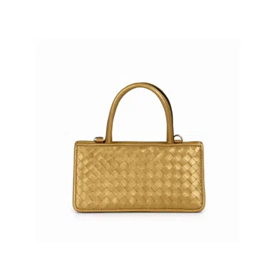 F3rog By Rana Women's Gold Woven Leather Crossbody Piraye Bag