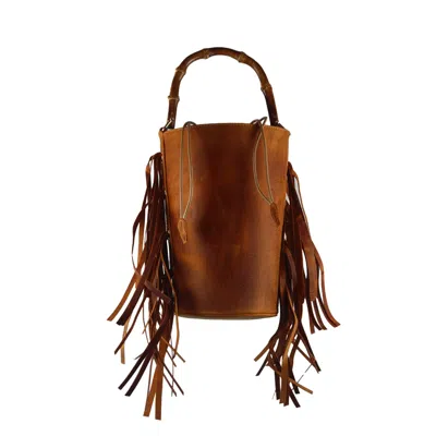F3rog By Rana Women's Light Brown Fringe Crossbody Bucket Bag