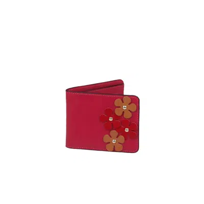 F3rog By Rana Women's Pink / Red / Brown Red, Tobacco Brown & Pink Flower Wallet