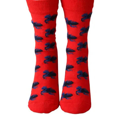 F3rog By Rana Women's Red / Blue / Black Red & Blue Frog Socks