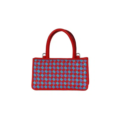F3rog By Rana Women's Red / Blue Red, Blue & Turquoise Woven Leather Crossbody Piraye Bag In Multi