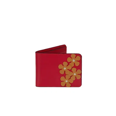 F3rog By Rana Women's Red / Brown Tobacco Brown & Red Flower Wallet In Multi