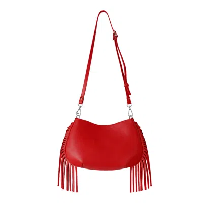 F3rog By Rana Women's Red Crossbody Mini Gordon Fringe Bag