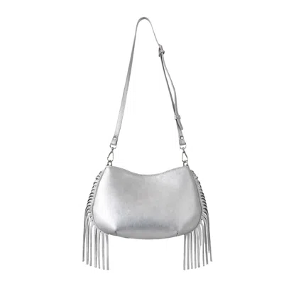 F3rog By Rana Women's Silver Crossbody Mini Gordon Fringe Bag