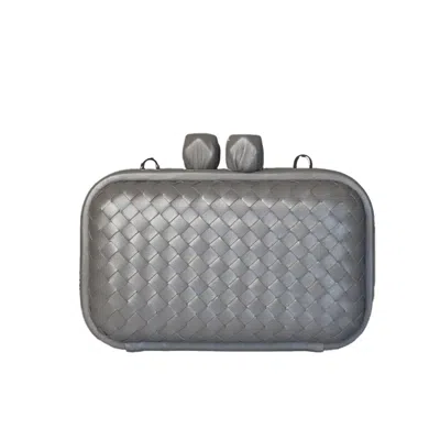 F3rog By Rana Women's Silver Woven Crossbody Kukki Clutch