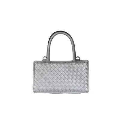 F3rog By Rana Women's Silver Woven Leather Crossbody Piraye Bag