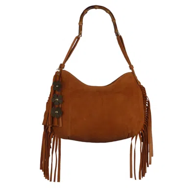 F3rog By Rana Women's Squash Orange Suede Gordon Bag