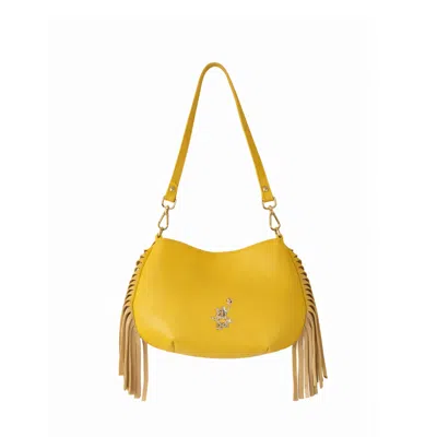 F3rog By Rana Women's Yellow Crossbody Mini Gordon Fringe Bag With Shoulder Strap