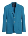 F839 Born In Napoli Man Blazer Azure Size 42 Virgin Wool, Elastane In Blue