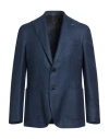 F839 Born In Napoli Man Blazer Blue Size 42 Virgin Wool, Silk, Linen