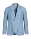 F839 Born In Napoli Man Blazer Light Blue Size 40 Virgin Wool, Silk, Linen In Blue