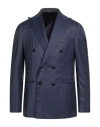 F839 Born In Napoli Man Blazer Navy Size 42 Virgin Wool, Silk In Blue
