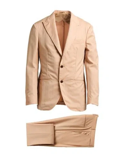 F839 Born In Napoli Man Suit Blush Size 42 Virgin Wool In Brown