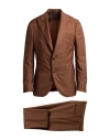 F839 Born In Napoli Man Suit Brown Size 40 Virgin Wool In Brown