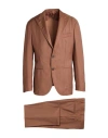 F839 Born In Napoli Man Suit Brown Size 42 Virgin Wool In Brown