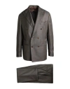 F839 Born In Napoli Man Suit Brown Size 44 Virgin Wool In Gray