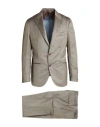F839 Born In Napoli Man Suit Taupe Size 42 Virgin Wool, Silk In Gray