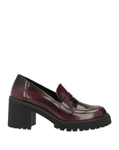Fabbrica Dei Colli Woman Loafers Burgundy Size 8 Leather In Brown